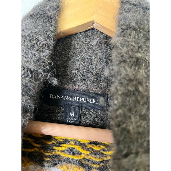 Banana Republic Rhea Fair Isle Sweater in Earth Brown Size Medium Wool Nordic - Picture 2 of 5